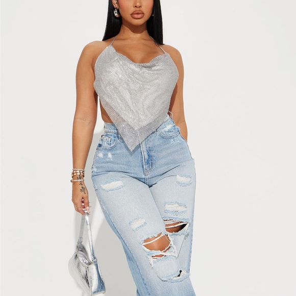 Silver Rhinestone Chain Top - Picture 2 of 5